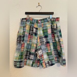 Peter Millar Patchwork Plaid Madras Shorts 36